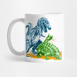 Ankylosaurus tail slapping Tyrannosaurus Rex Mug